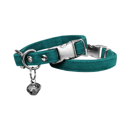 Markapet Kadife Çanlı Kedi Boyun Tasması 20-32 cm Turkuaz
