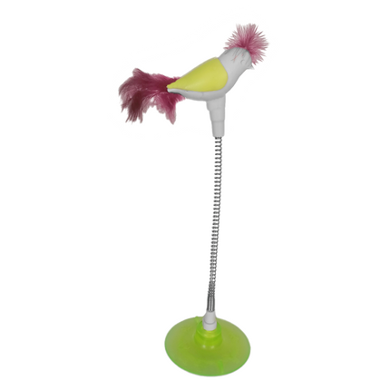Markapet Vantuzlu Yaylı Kuşlu  Kedi Oyuncağı 30 cm Neon Yeşil
