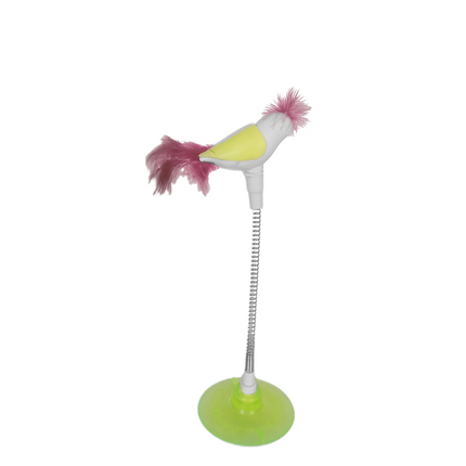 Markapet Vantuzlu Yaylı Kuşlu  Kedi Oyuncağı 30 cm Neon Yeşil
