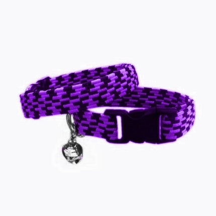 Elastik Örme Kedi Tasması Mor-Siyah 10 mm A=23/32 cm