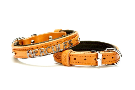 Doggie Deri İsimlikli Köpek Tasması 1,5x25-30 cm Kamel