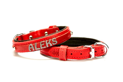 Doggie Deri İsimlikli Köpek Tasması 1,5x25-30 cm Kırmızı