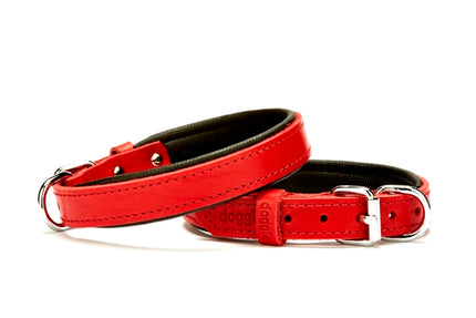 Doggie El Yapımı Konforlu Deri Köpek Tasması 2x35-40 cm Kırmızı