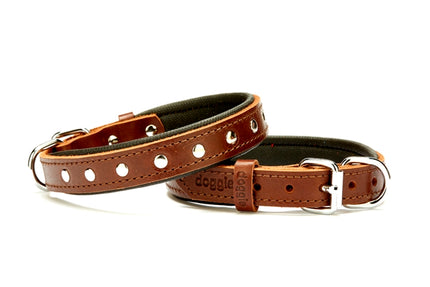 Doggie Deri Rivetli Köpek Tasması 2x35-40 cm Kahverengi