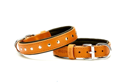 Doggie Deri Rivetli Köpek Tasması 2,5x37-45 cm Camel