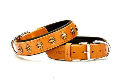 Doggie Pençe Metal İşlemeli Deri Köpek Boyun Tasması 3,5x47x55 cm Kamel