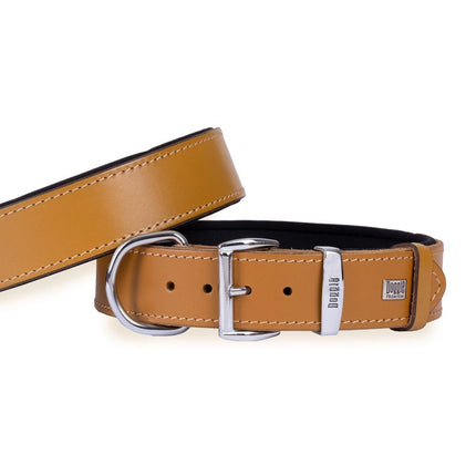 Doggie Konfor Deri El Yapımı Köpek Boyun Tasması 6x55-65 cm Kamel