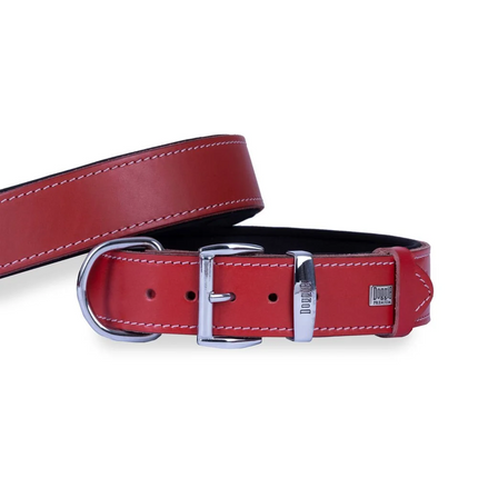 Doggie El Yapımı Konforlu Deri Köpek Tasması 4x47-55 cm Kırmızı