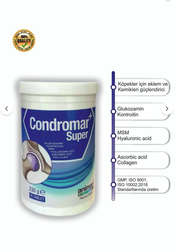 Animari Condromar Super 230 gr 76 Tablet Köpekler Için Glukozamin