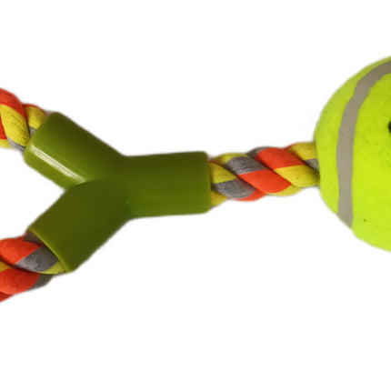 Düğümlü Y Şekilli Tenis Toplu Köpek Oyuncağı 7-37 cm Sarı