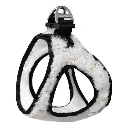 Üç Kilitli Simli Peluş Kedi Köpek Göğüs Tasması 32-40 cm Medium Beyaz