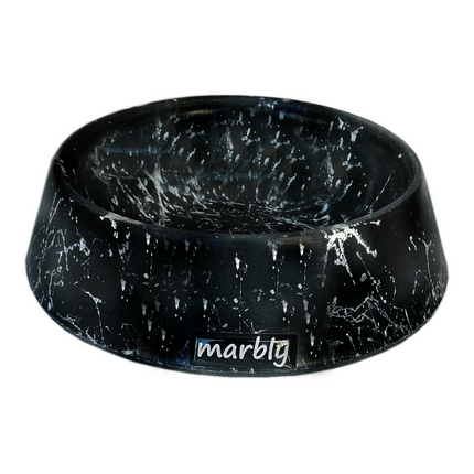 Marbly Siyah Çizgili Mermerit Köpek Mama Su Kabı 1000 ml