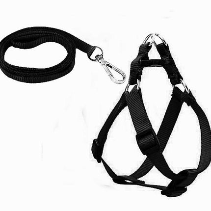 Köpek Göğüs Tasma Seti 25-40 cm Siyah + Gezdirme Kayışı