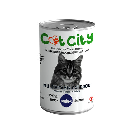 Az Tahıllı Somon Balıklı Yetişkin Kedi Konserve Yaş Mama 400 gr ( 3 Adet )