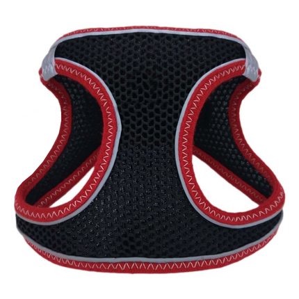 Üç Kilitli Sportif Kedi Köpek Göğüs Tasması 34-44 cm Large Kırmızı-Siyah