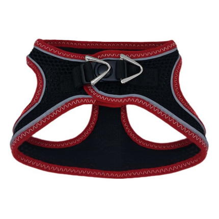 Üç Kilitli Sportif Kedi Köpek Göğüs Tasması 32-40 cm Medium Kırmızı-Siyah