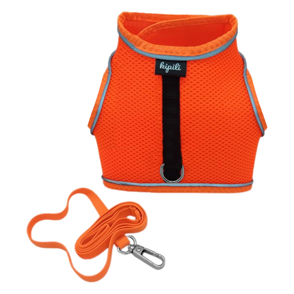 Çift Kilitli Sportif Kedi Köpek Göğüs Tasma Seti 30-38 cm Small Turuncu