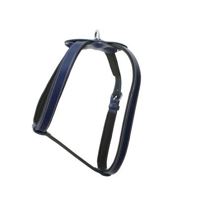 Doggie Konforlu Deriden El Yapımı Köpek Göğüs Tasması 1,5 x 30-45 cm Mavi