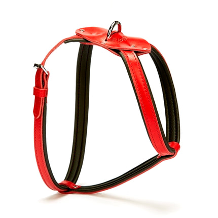 Doggie Konforlu Deriden El Yapımı Köpek Göğüs Tasması 1,5 x 40-60 cm Kırmızı