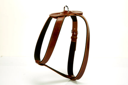 Doggie Konforlu Deriden El Yapımı Köpek Göğüs Tasması 1,5 x 40-60 cm Kahverengi
