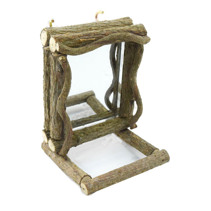Markapet Doğal Tünekli Kuş Aynası Kafes Askılı 7x9x11 cm
