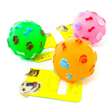 Cado Pet Sesli Pati ve Kemik Desenli Köpek Oyuncak Top 7 cm