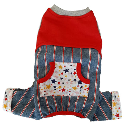 Star Jean Rompers Kedi Köpek Tulumu Kıyafeti XX Large