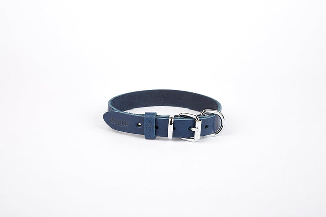 Doggie Deri El Yapımı Köpek Boyun Tasması 2x30-35 cm Mavi