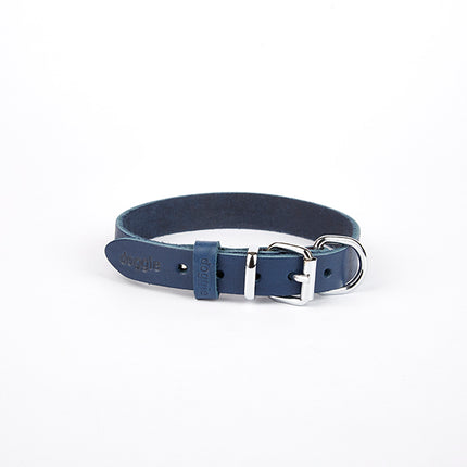 Doggie Deri El Yapımı Köpek Boyun Tasması 2x30-35 cm Mavi
