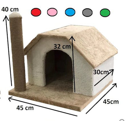 Karamel Pet Tırmalamalı Kedi Kulübesi 33 x 40 x 45 cm Gri-Beyaz