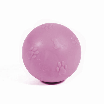 Pati Desenli Termoplastik Sert Köpek Oyun Topu 7 cm Medium Pembe