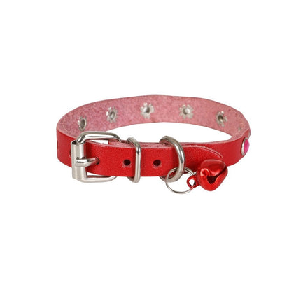 Doggie Taşlı Kedi ve Yavru Köpek Tasması 1,5x29 cm Kırmızı XLarge
