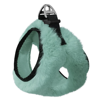 Üç Kilitli Peluş Kedi Köpek Göğüs Tasması 20-24 cm XXX-Small Turkuaz