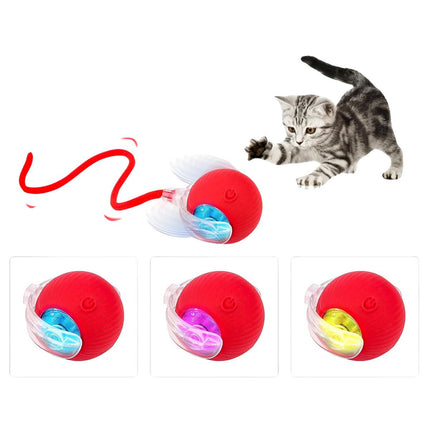 Hareketli Şarjlı Işıklı 360 Derece Dönen Akıllı Oyun Topu Kuyruklu İnteraktif Kedi Köpek Oyun Topu