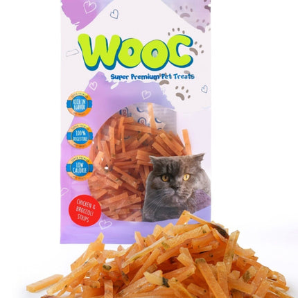 Wooc Chicken Broccoli Strips Doğal Et Kedi Ödül Maması 40gr