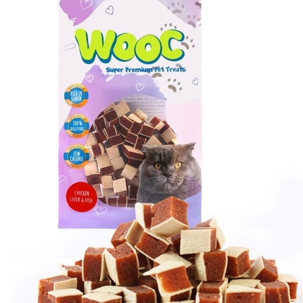 Wooc Chicken Liver & Fish Doğal Et Kedi Ödül Maması 40 gr