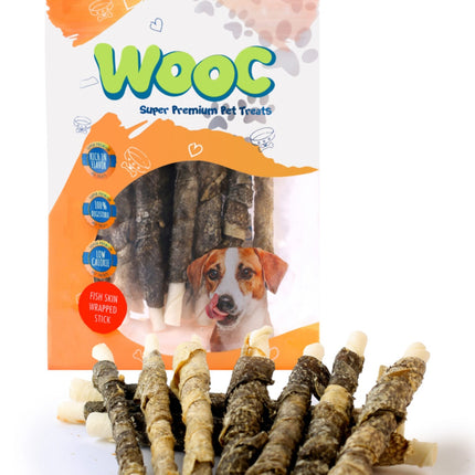 Wooc Dog Balık Derisi Sargılı Sütlü Stick Köpek Ödül Maması 80 gr