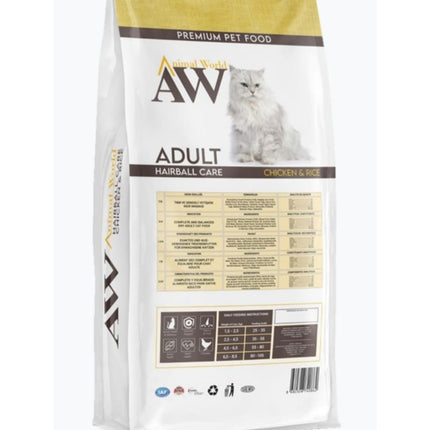 Animal World Hairball Tüy Yumağı Önleyici Tavuklu Kedi Maması 15 Kg