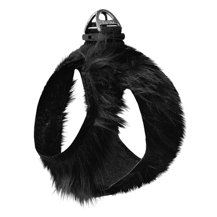 Üç Kilitli Peluş Kedi Köpek Göğüs Tasması 30-38 cm Small Siyah