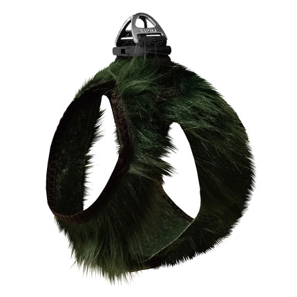 Üç Kilitli Peluş Kedi Köpek Göğüs Tasması 24-28 cm XX-Small Yeşil