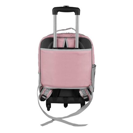 Markapet Deri İşlemeli Tekerlekli Kedi Köpek Taşıma Çantası 25x35x40 cm Açık Pembe