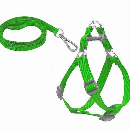 Köpek Göğüs Tasma Seti 25-40 cm Yeşil + Gezdirme Kayışı