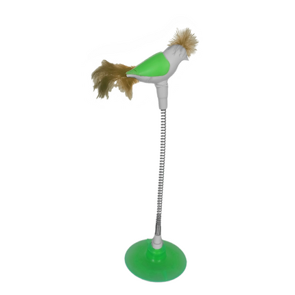 Markapet Vantuzlu Yaylı Kuşlu  Kedi Oyuncağı 30 cm Yeşil