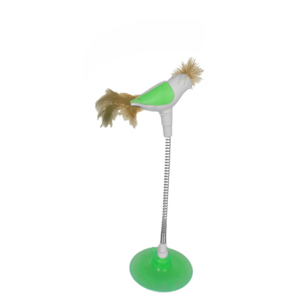 Markapet Vantuzlu Yaylı Kuşlu  Kedi Oyuncağı 30 cm Yeşil