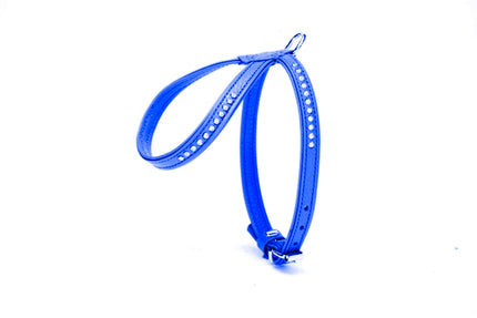 Doggie Flotter Swarovski Taşlı Deri Köpek Göğüs Tasması 1,5 x 35-45 cm Mavi