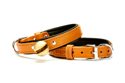 Doggie Konforlu Zilli Avcı Deri Köpek Tasması 2x35-40 cm Kamel